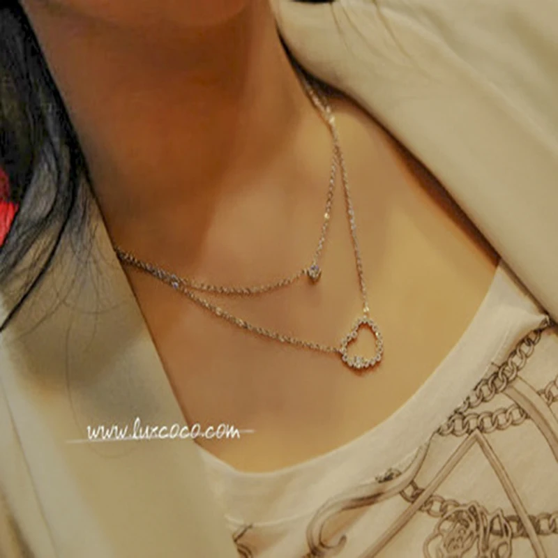 Изящный набор кристаллов kolye многослойный преном в форме сердца kpop эстетический