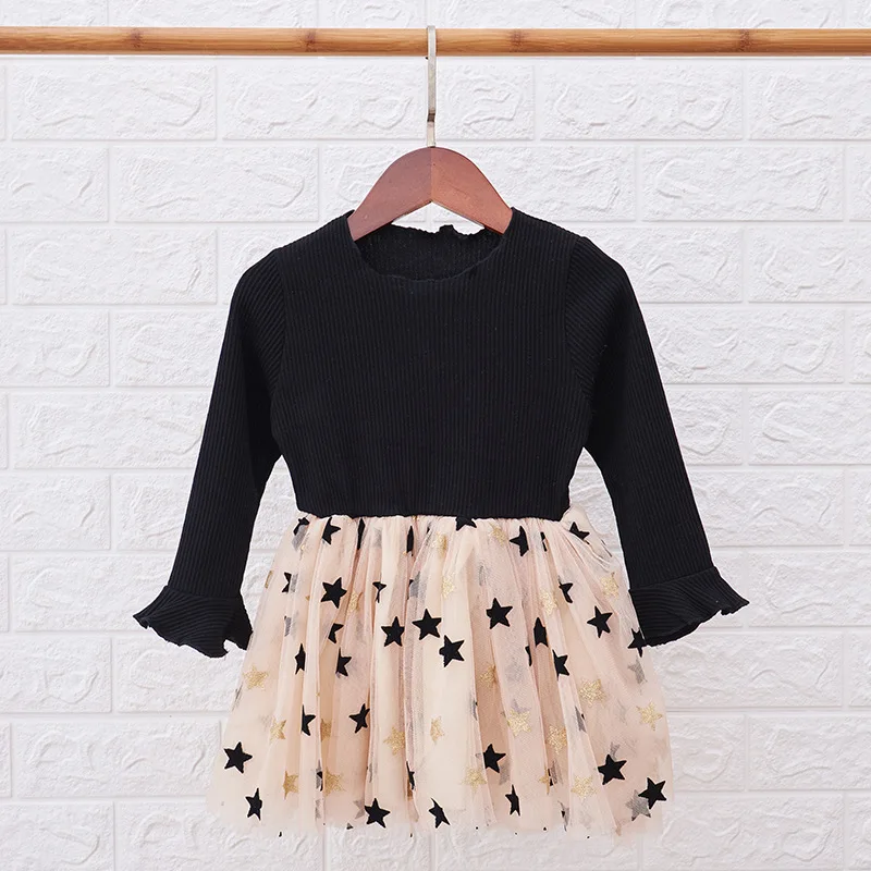 Autumn And Winter New Knitted Chiffon Girl Dress Mesh Princess Christmas Party Long Sleeved Girls Wear Year Costume | Детская одежда и