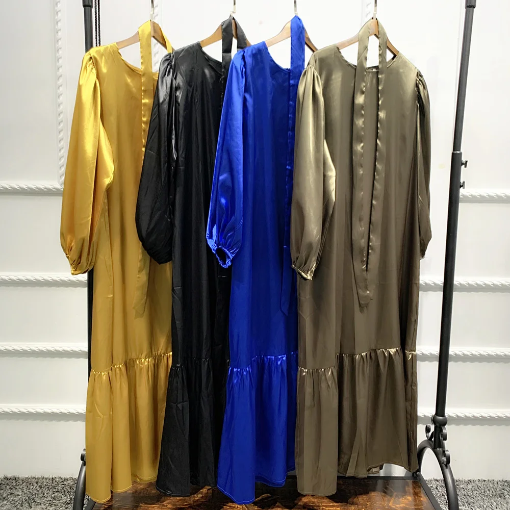 

Muslim Dress Ramadan Kaftan Abaya Turkey Robe Arabian Islam African Dresses for Women Plus Size Fashion Puff Sleeve Eid Mubarak