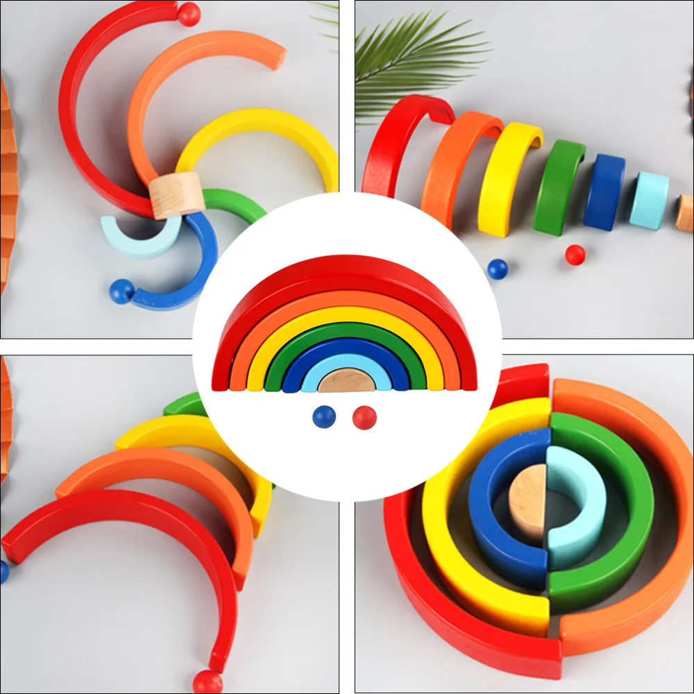 1 шт. Радуга Штабелер блоки деревянные укладки игрушка творческий укладчик