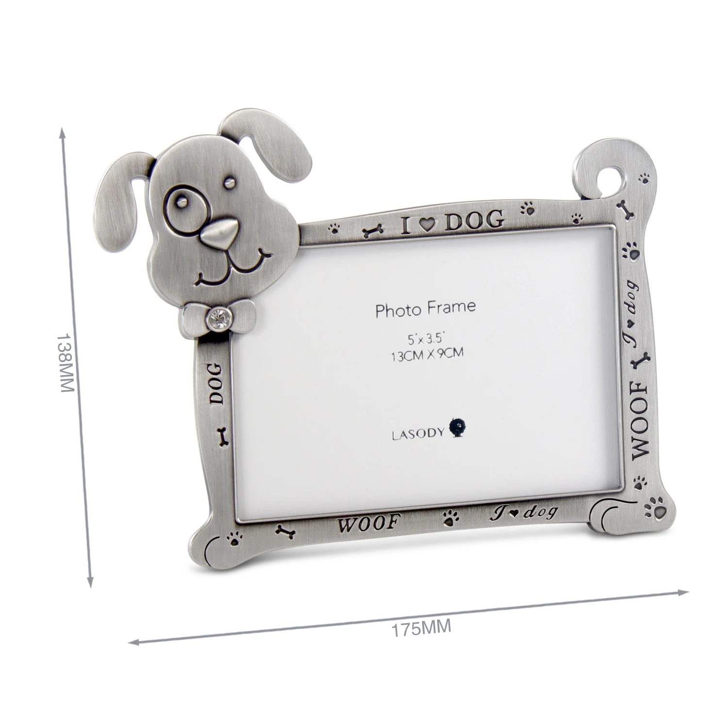 

LASODY Pet Photo Frame Christmas Gift Cat and Dog Growth Souvenir Silver Picture Frames Creative Alloy Crafts Home Decoration