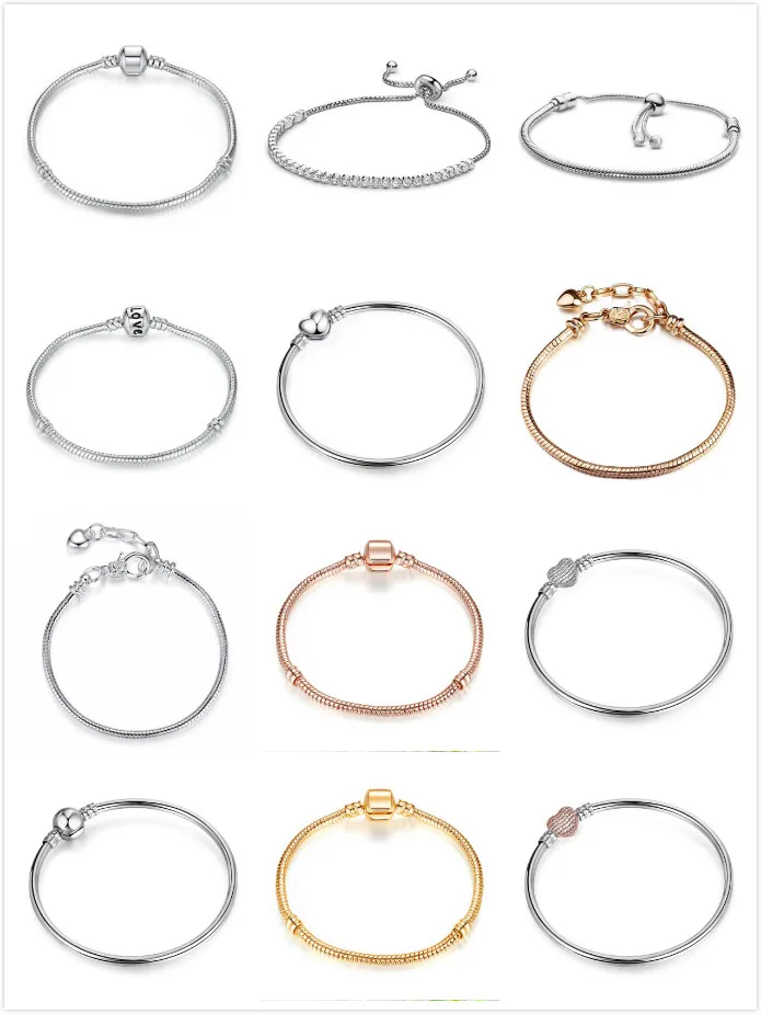 

3MM Snake Bone Pan's style Chain Lobster Clasp Adjustable Bracelet DIY Classic Basic Bracelet