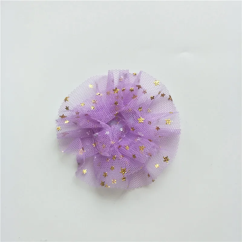 purple 6,5 см 30 шт./лот DIY ручной работы блестящий цветок мягкий аппликация для детей заколки для волос аксессуары - Цвет: purple