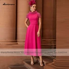 Lakshmigown ярко-Розовое женское атласное платье для матери невесты, кепка с коротким рукавом, платья для свадьбы