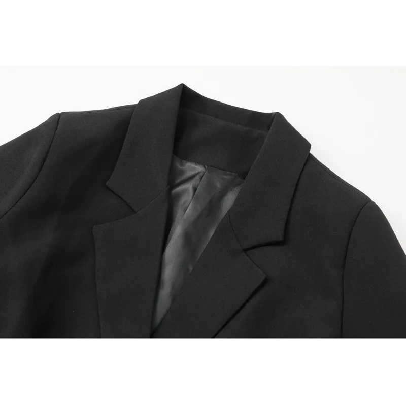 Женский свободный пиджак на одной пуговице с карманами и кулиской осенняя