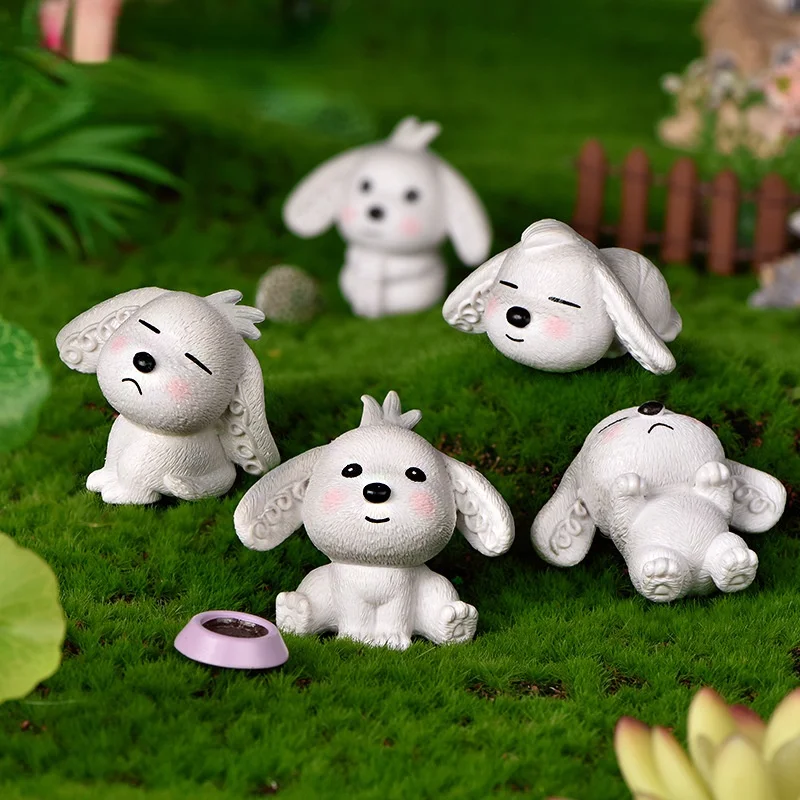 

5Pcs Cartoon Big Ear Dog DIY Micro Landscape Decoration Home Desktop Decor Fairy Garden Miniatures Figurines Plastic Craft Gift