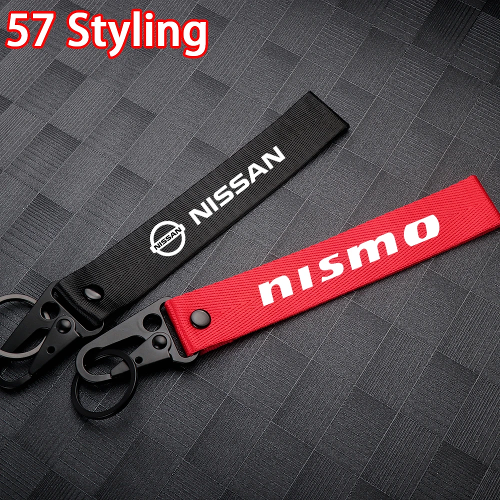 

Metal+Nylon Car Styling Keychain Key Rings For Nissan Nismo Badge Almera Tiida Skyline Juke X-trail Teana Qashqai Leaf Patrol