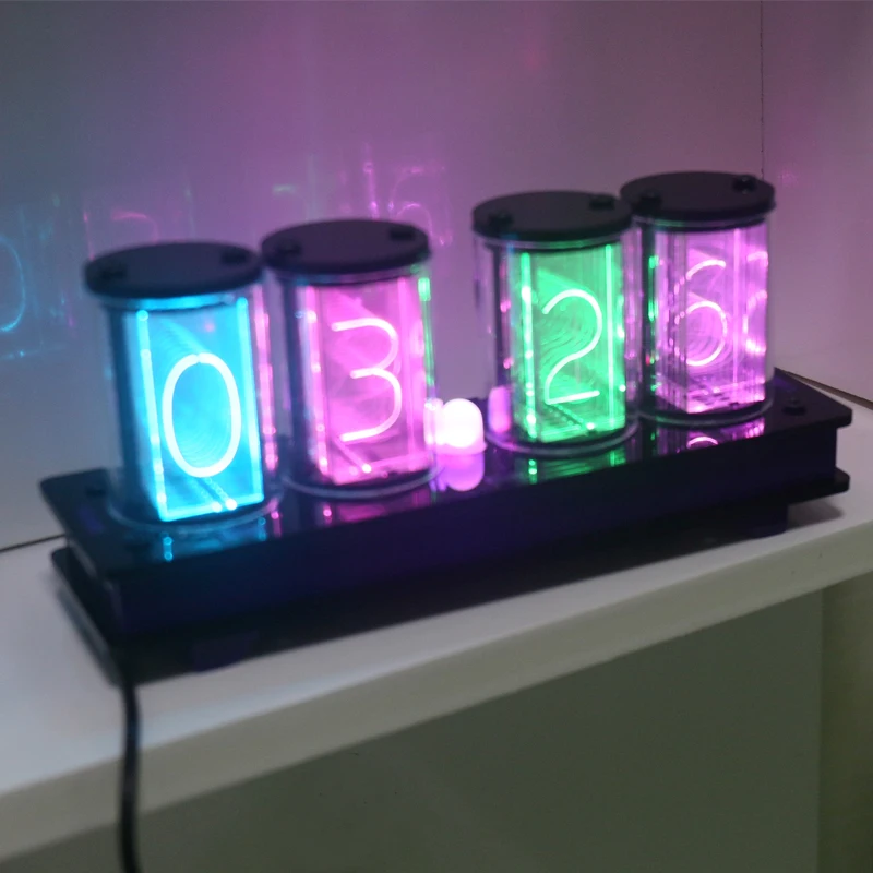 Zirrfa 4 биты RGB полный Цвет светодиодный светящиеся трубки цифровые часы набор для