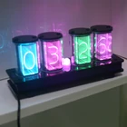 Zirrfa 4-битный RGB Полноцветный Светодиодный светящийся трубчатый набор цифровых часов Ретро настольные часы 5 в электронный набор для самостоятельной сборки