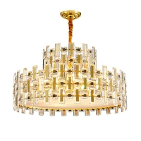 fkl modern gold chandelier lighting for living room luxury crystal light fixtures dining room cristal lustres round hanging lamp