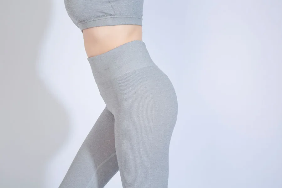 Женские Штаны Для Йоги Серые Синие полосы бесшовные леггинсы штаны с высокой