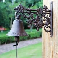 creative european vintage vine design home garden decoration cast iron wall hanging rattle wrought iron decorative doorbell wf14