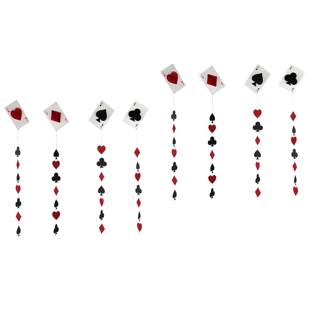Набор из 8 игральных карт Бумажная гирлянда-казино ночной покер ночь-бриллианты