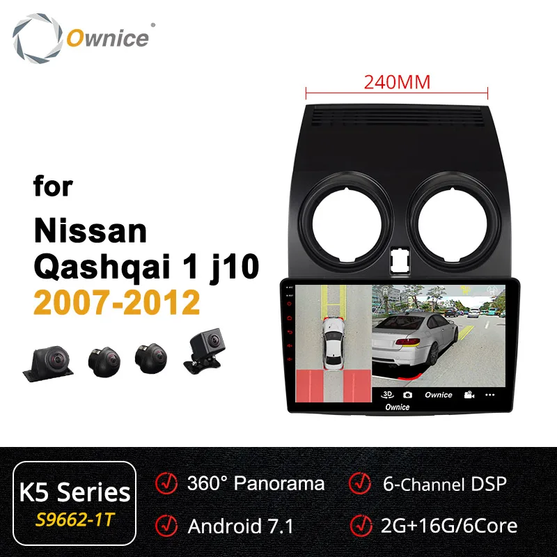 S9662-1 K5 Ownice Octa Core Android 9,0 Автомобиль Радио Стерео K3 K5 K6 для Nissan Qashqai 2007 2009 2010 2011 2012 dvd gps плеер 64G 4 аппарат не привязан к оператору сотовой связи - Цвет: S9662-1 K5