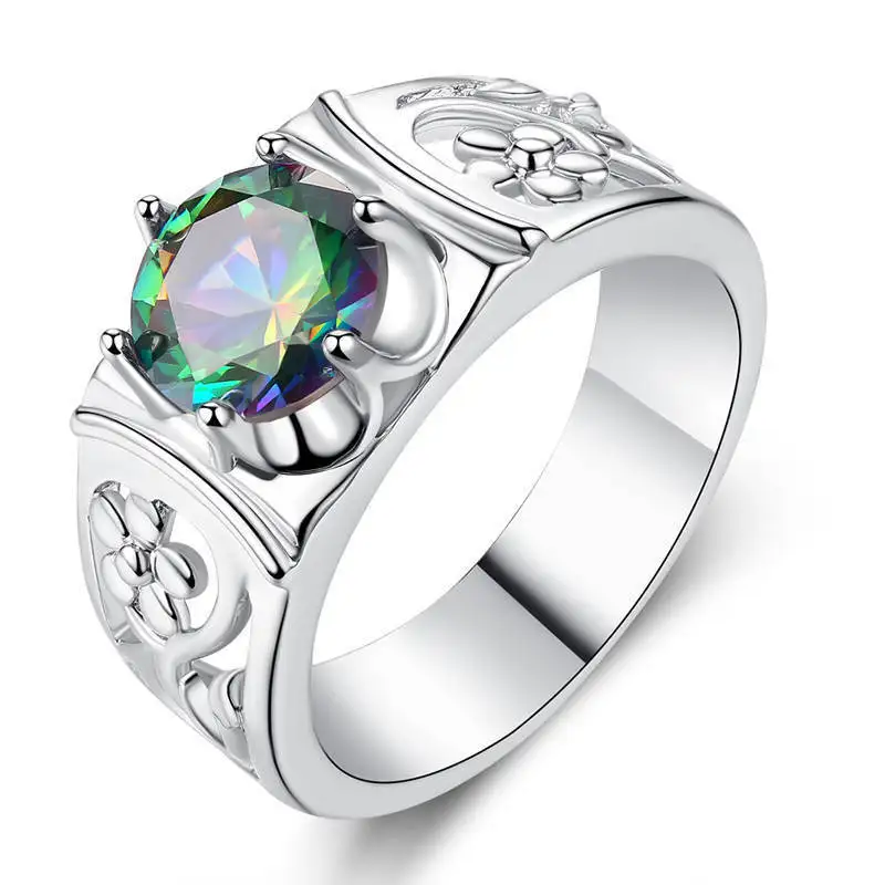 

Rainbow Crystal Ring Ladies Jewelry Luxury Inlay Colored Gemstones Women's Best Gifts Vacation Wedding Rings For Wife