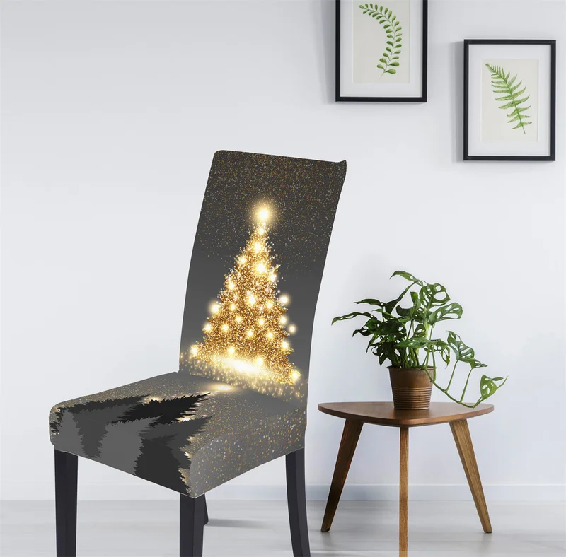 Dining Chair Cover Christmas Snowman Santa Claus Housse De Chaise Elastic Slipcover Seat Case 2021 New Year Decor | Дом и сад