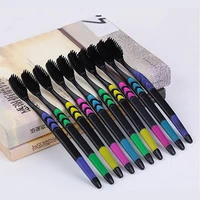 10pcs toothbrush ultra soft bamboo charcoal adult clean care gums fine hair home unisex family wear tooth brush oral care tools