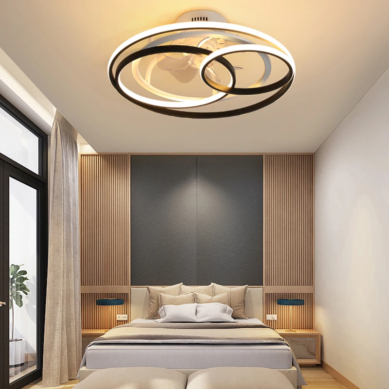 

Современные модные потолочные вентиляторы со светодиодной подсветкой и дистанционным управлением, бесшумный умный светильник для спальни...