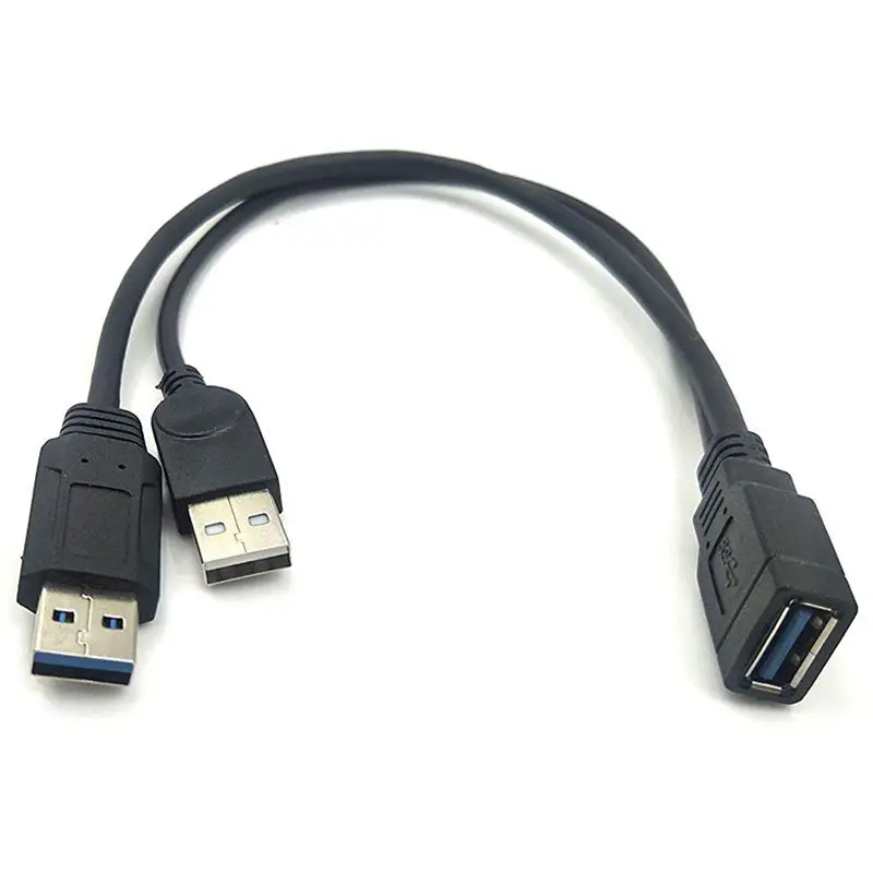 Черный USB 3 0 Женский двойной Мужской дополнительный кабель для передачи данных Y 2