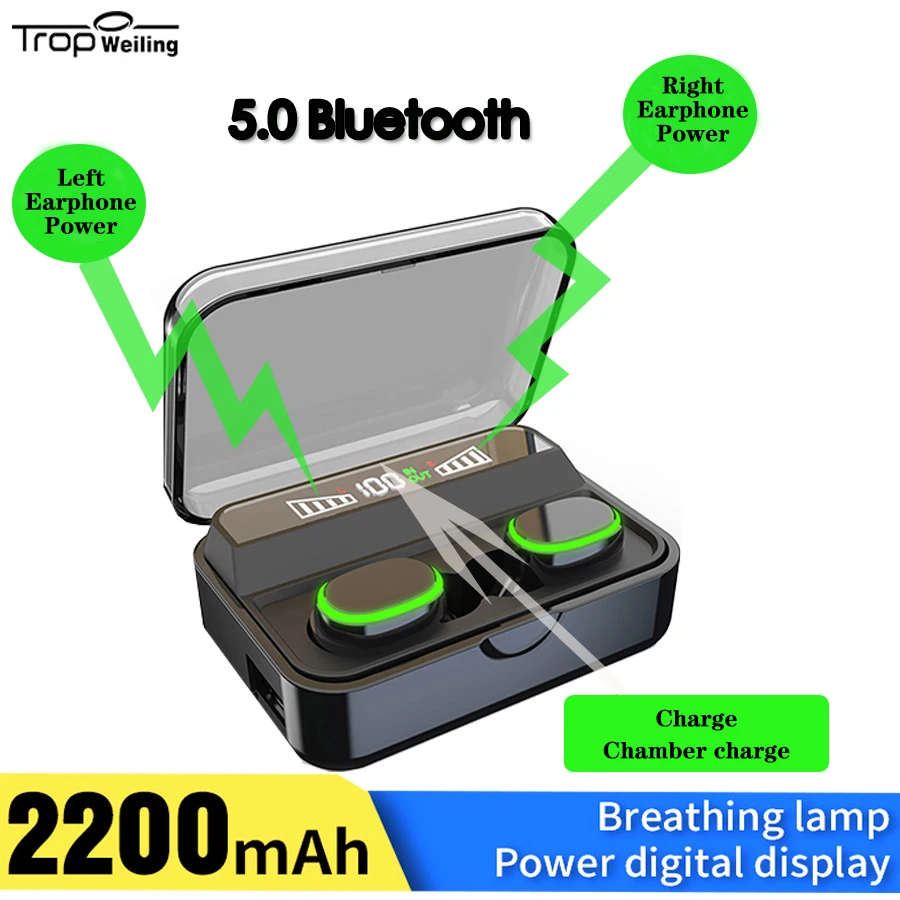 Троп Weiling Led дисплей Bluetooth наушники Спортивная гарнитура настоящие Беспроводные с