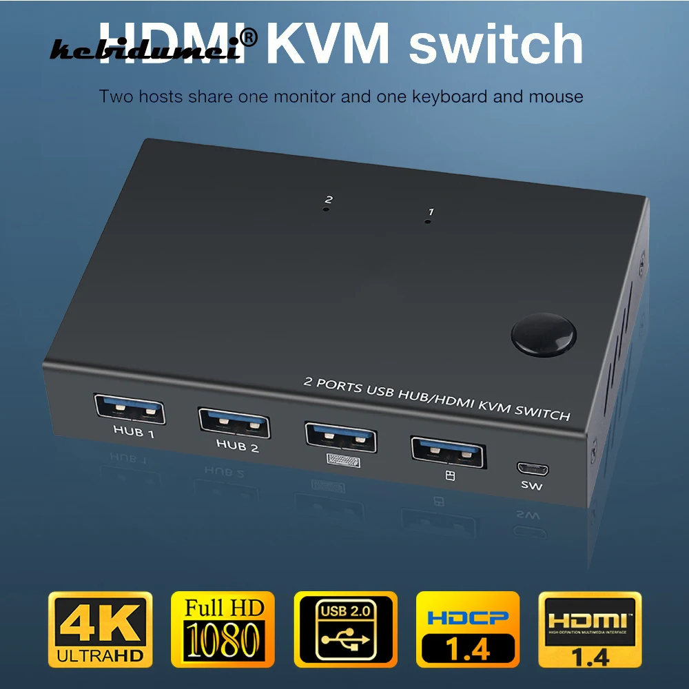 KVM Консоль HDMI 2 порта 4K USB консоль переключатель разветвитель для принтера