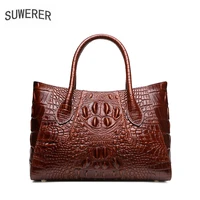 quality women genuine leather bag cowhide leather crocodile pattern womens handbags luxury designer bags 2021 womens brand