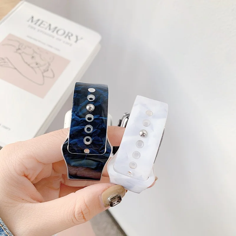 

Marble glossy Silicone Strap For Apple Watch 4 3 2 1 38mm 40mm , candy Color Watch Band for iwatch 5 6 44mm 42mm Bracelet