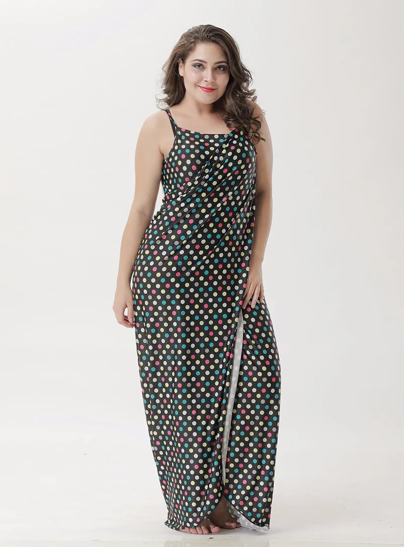 

Spot Supply Beach Towel round Polka Dot Print Backless Strap Wrap Skirt Foreign Trade Hot Sale Beach Dress For Women Maxi Dress