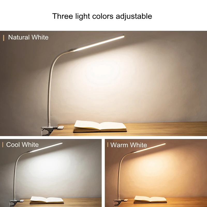 저렴한 LED 360 접는 클램프 책상 램프 눈 보호 충전식 테이블 램프 클립 침대 읽기 작업 및 컴퓨터에 대 한 빛에