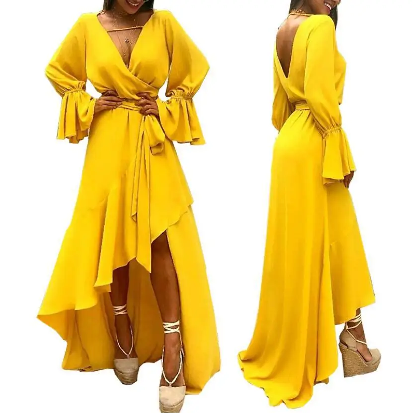 

New European and American Women's Flared Sleeve Loose Large Autumn Dress