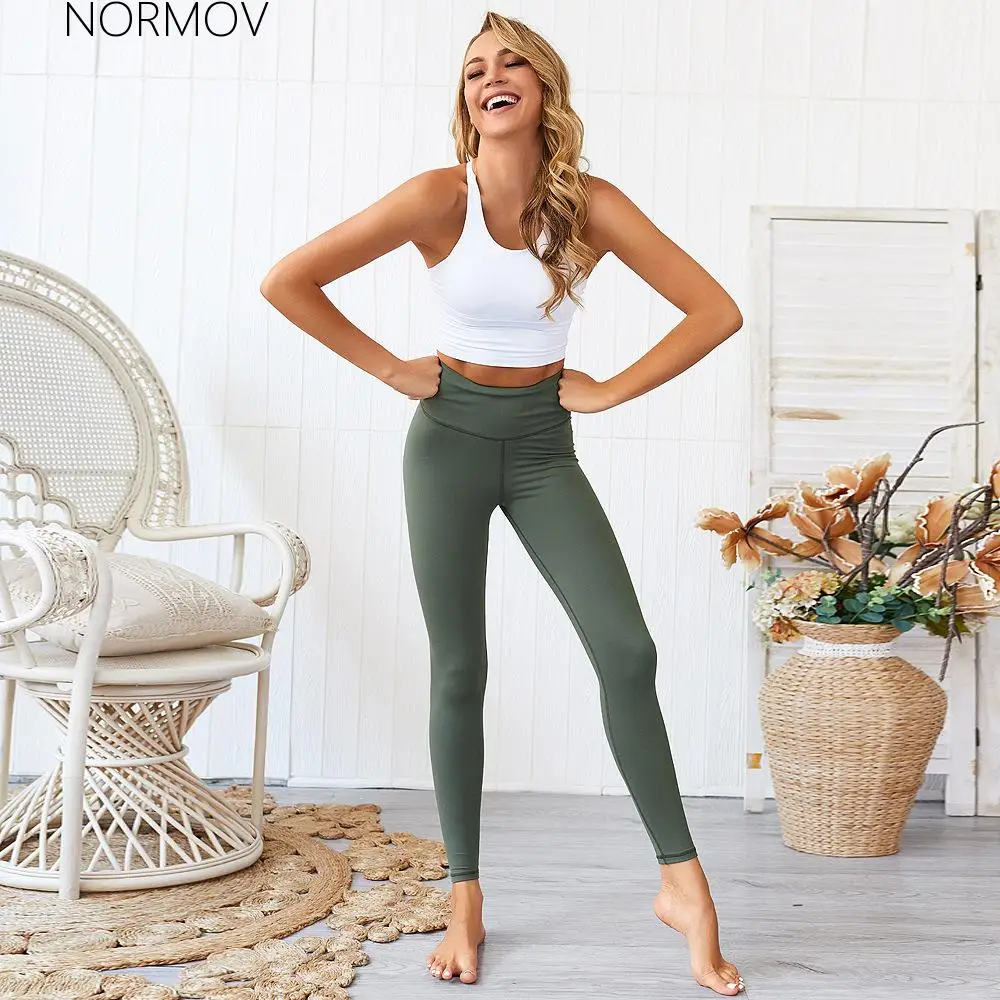 

NORMOV Seamless Slim Pants Women High Waist Sport Gym Workout Peach Hip Leggings Workout Breathable Sexy Slim Stretchy Leggings