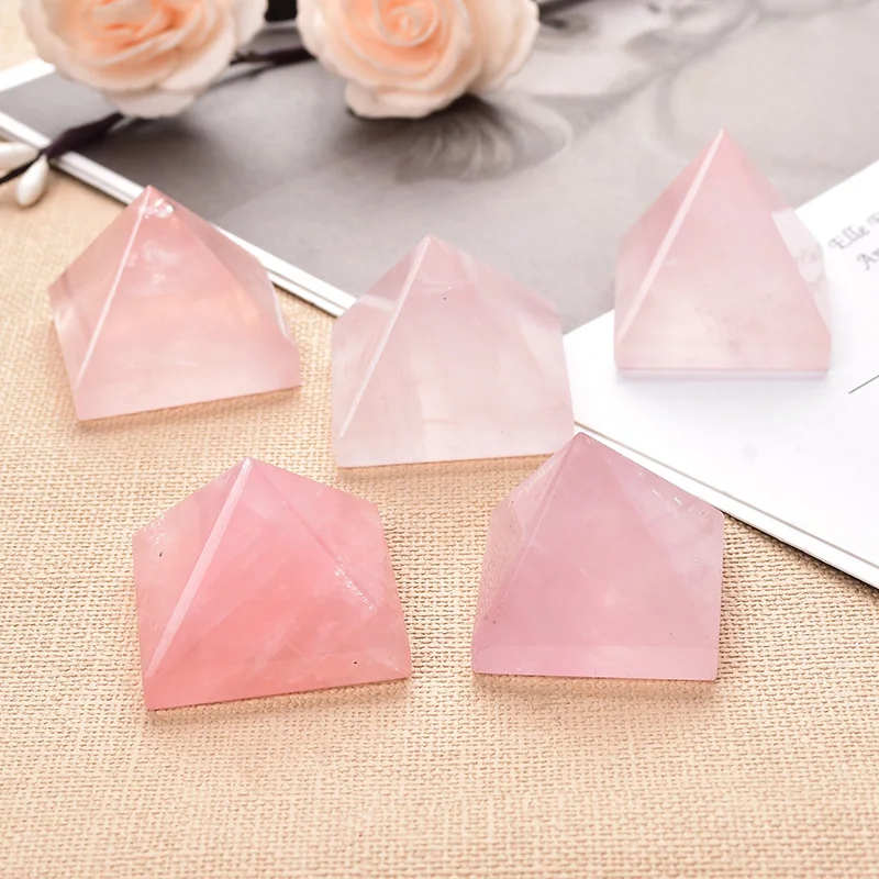 

1PC Natural Crystal Rose Quartz Pyramid Healing Stone Reiki Obelisk Crystal Point Tower Home Decor Meditation Ore Mineral Gift