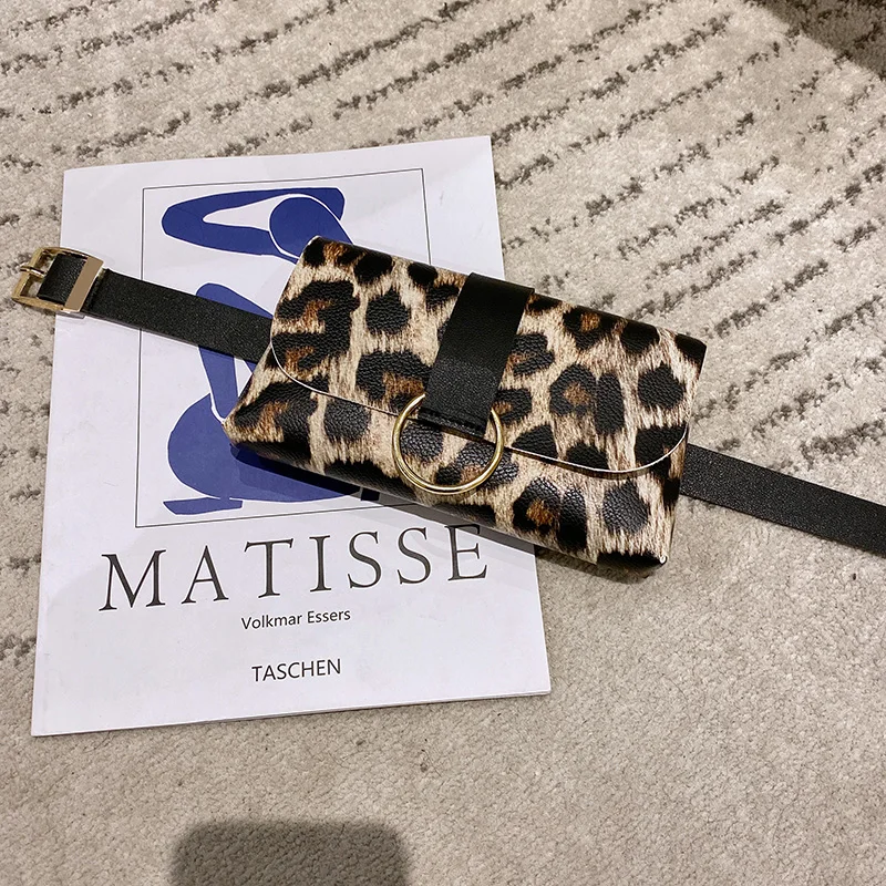 

Женская модная поясная сумка из искусственной кожи с леопардовым принтом, подарочная сумочка на пояс с цепочкой для телефона, повседневный ...