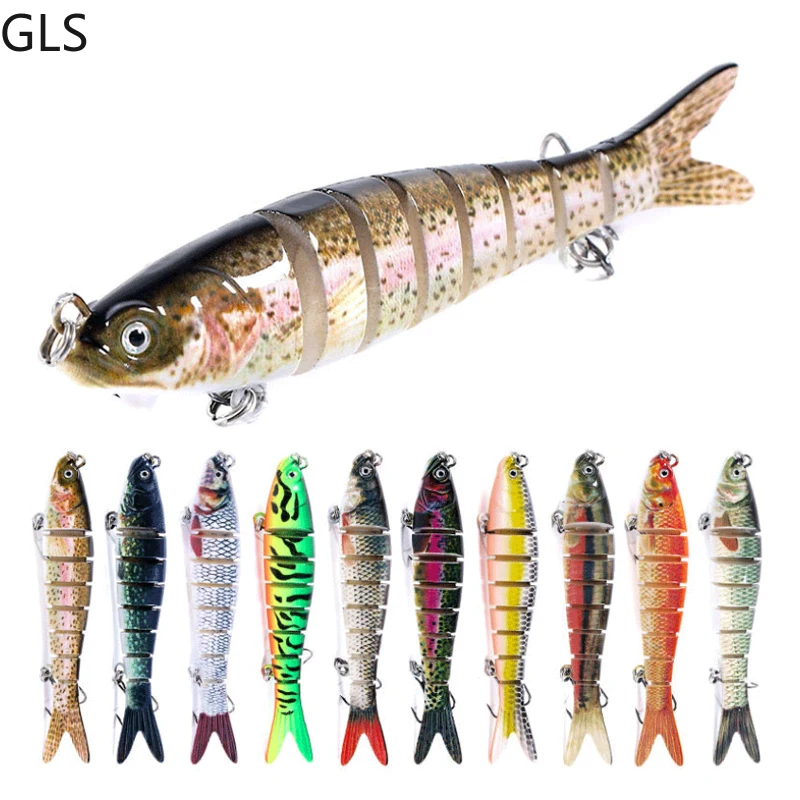 

2021 Brand New 1Pcs Multi-section 8-segment Fishing Lure Three Hook Artificial Plastic Hard Lure Wobbler 10cm/11.4g