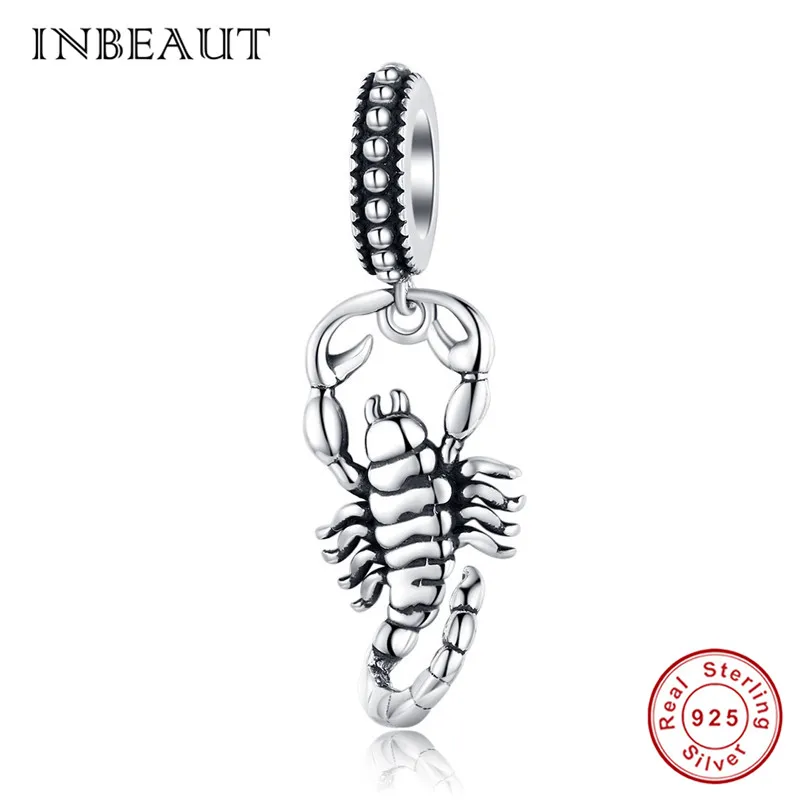 INBEAUT,, подлинный 925 пробы, серебряный, лебедь, дракон, кошка, лапа, собака, талисманы, Подходит для Пандора, браслет, животное, бусины, европейские ювелирные изделия - Окраска металла: sc1329-2