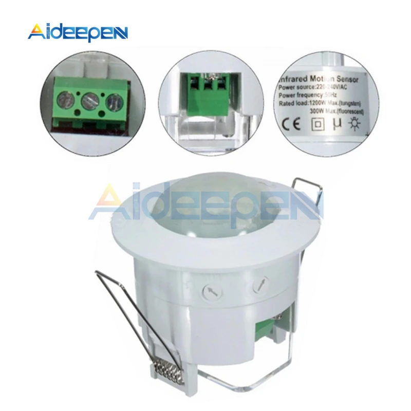 AC 110 V-240 V 50Hz 360 градусов Мини уменьшенный потолочного PIR инфракрасный движения тела Сенсор детектор переключатель для Светодиодный светильник Автоматическое включение/выключение