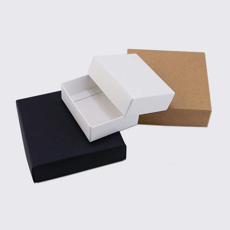 

Картонная подарочная коробка, небольшая картонная коробка на заказ, упаковочная коробка из крафт-бумаги для конфет с крышкой, черные и белые бумажные коробки для упаковки