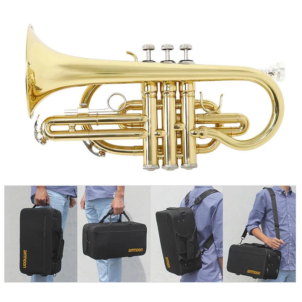 

ammoon Professional Bb Flat Cornet Brass Wind Instrument with Carrying Case Gloves Cleaning Cloth Brushes