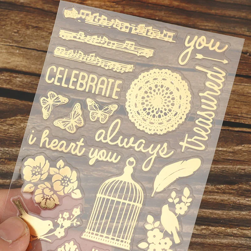Bronzing stickers transparent ins simple DIYpaper tapes bullet journal decoration scrapbooking supplies party | Дом и сад
