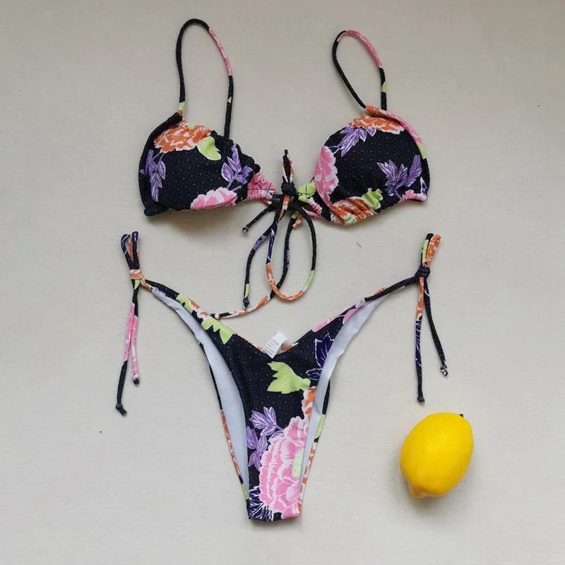 

Laamei Low Waist Bikini 2021 Triangle Swimwear Female String Swimsuit Women Print 2 Piece Suit Push Up Bathing Suit Swim Suit