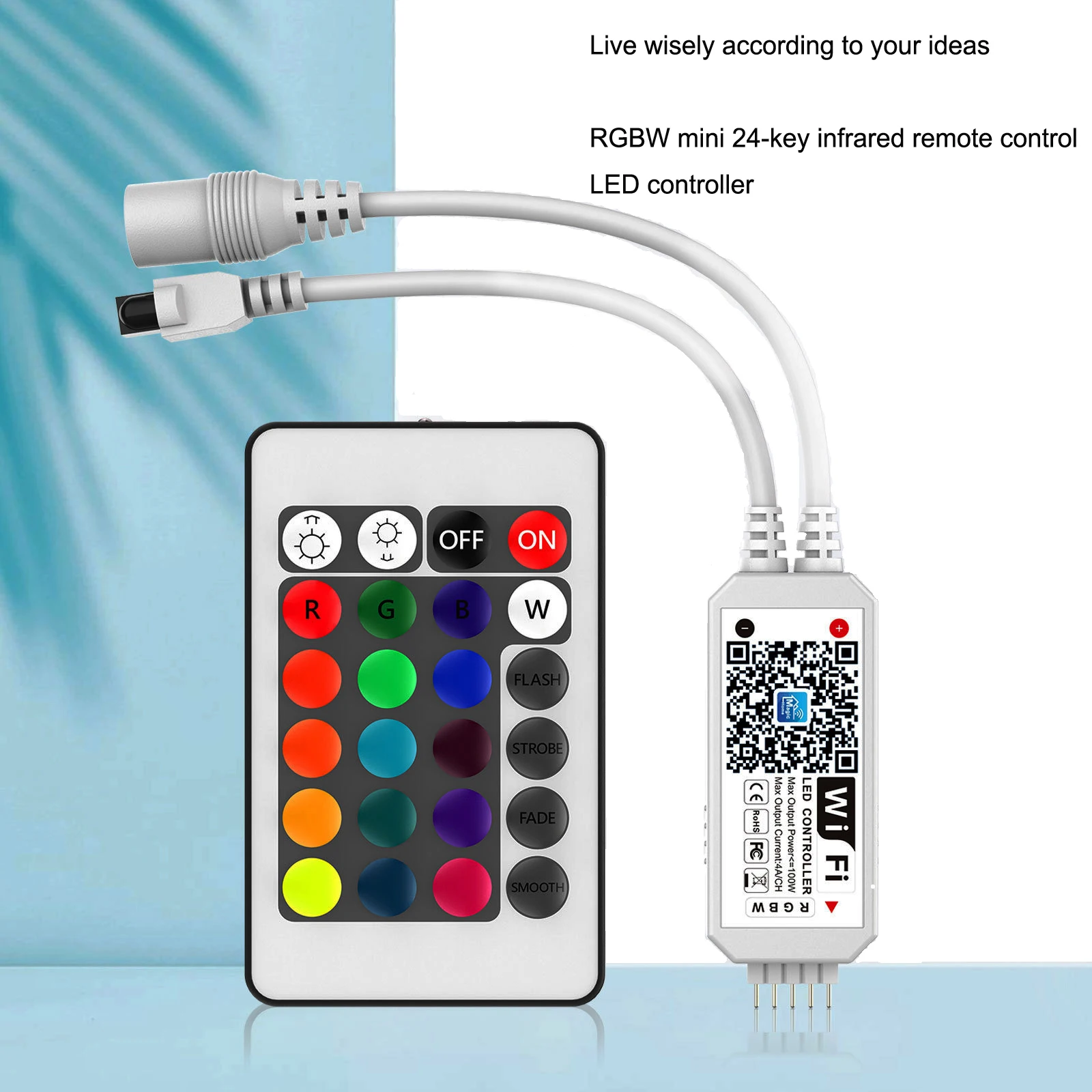 DC5-28V Wifi 24-Key RGBW LED Music Mini Controller Dimming Alexa Google Colorful Light Bar Smart Phone APP Control enlarge