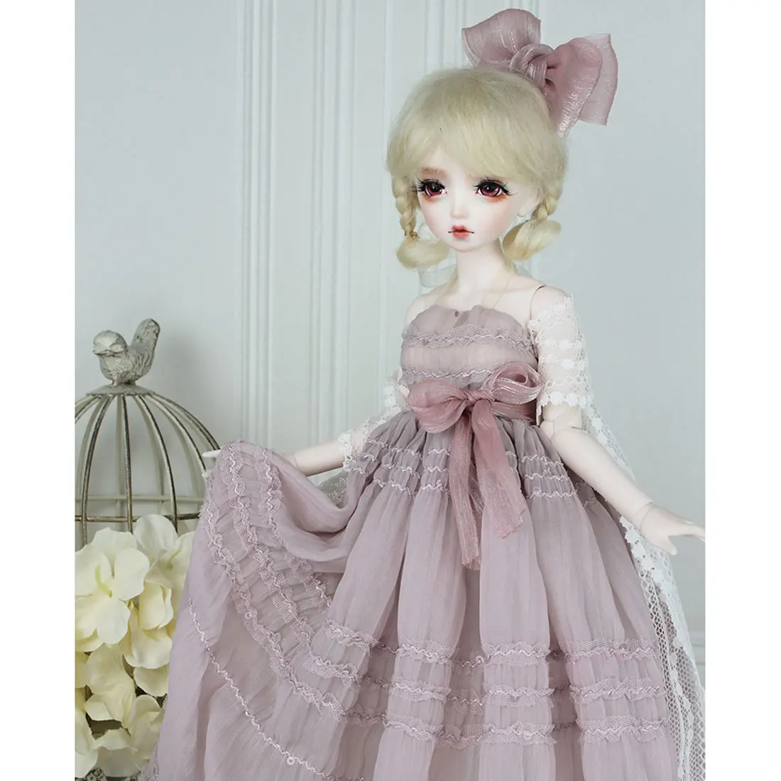 Длинное платье MODIKERBJD для шарнирной куклы 1/4 без светло фиолетового цвета