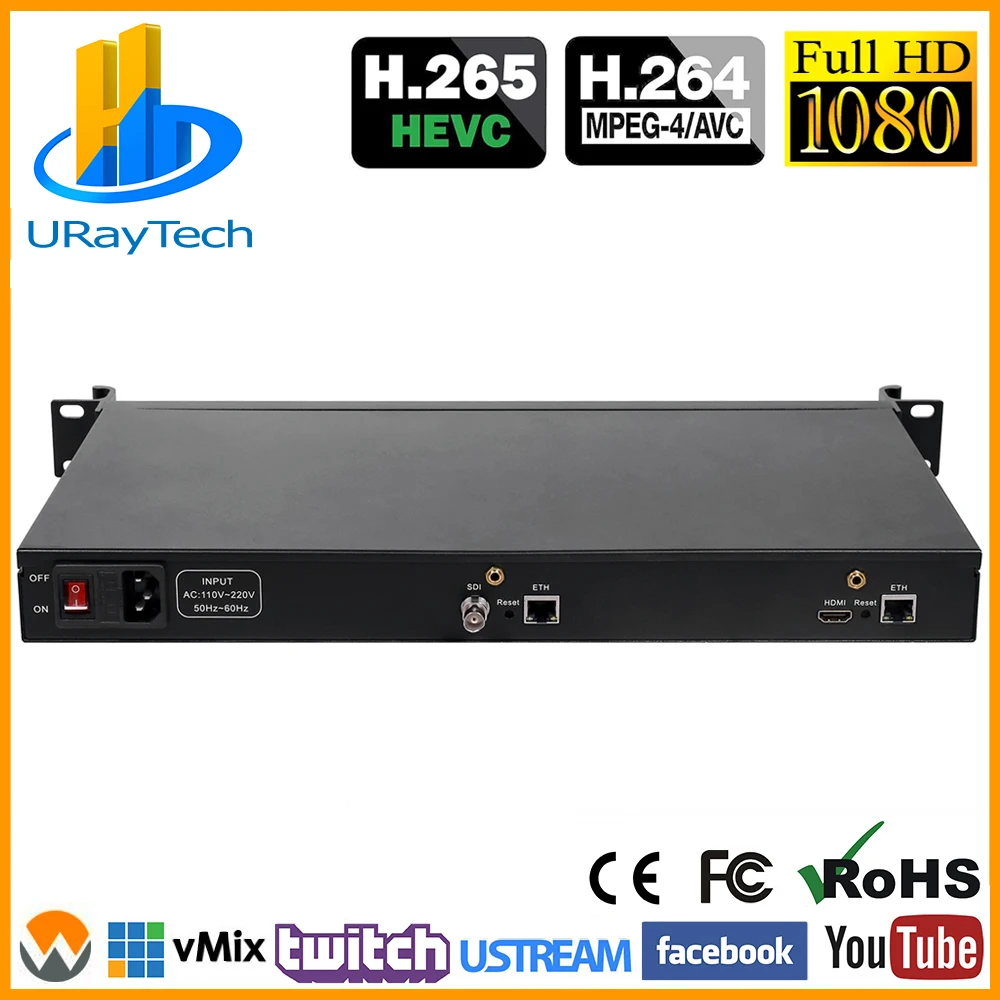 

1U HEVC HDMI SDI IP Video Encoder IPTV Streaming Encoder H.265 H.264 Live Encoder HDMI SDI To RTSP RTMP HTTP UDP HLS ONVIF RTMPS