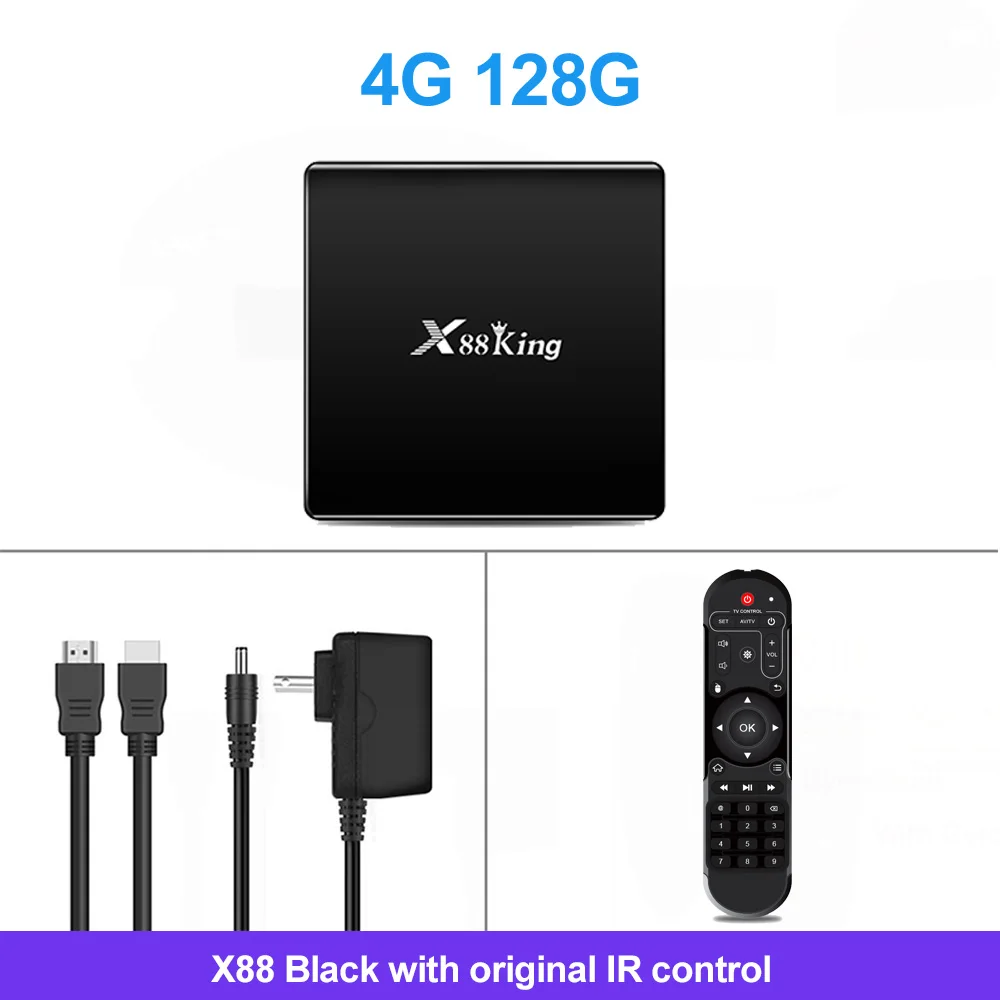Black x88 king ТВ-приставка LEMADO Amlogic S922X Android 9,0 BT 5,0 4GB 128GB 4K Youtube Netflix Google голосовой помощник X88 King Android tv Box - Цвет: Black x88 king