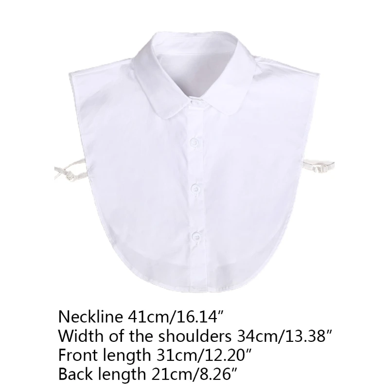 

Women Decorative Cotton False Fake Collar Solid Color Button Down Lapel Half Shirt Blouse Office Lady Detachable Clothing Decor