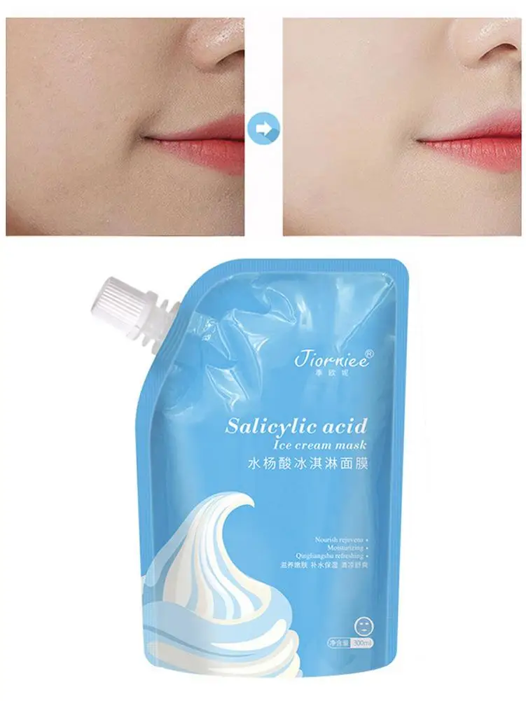 

300ml Hyaluronic Acid Ice Cream Mask Depth Replenishment Face Mask Skin Cleanser For Whitening Shrink Pores Fades Acne Marks