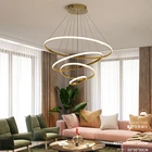 Алюминий круг кольца современный светодиодный люстра освещение белый и черный и золотой блеск жизни Кухня столовая nordic лампа