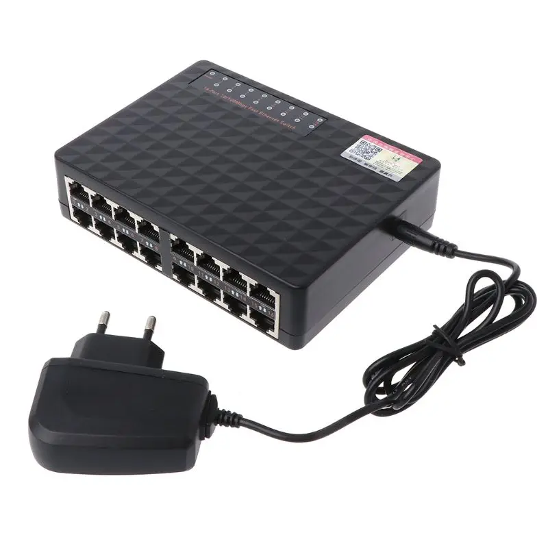 Мини-16-Порты и разъёмы 10/100 Мбит/с Fast LAN Ethernet сетевой коммутатор gigabit хаб настольное адаптер Горячий