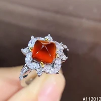 kjjeaxcmy fine jewelry s925 sterling silver inlaid natural gemstone garnet girl vintage ring support test chinese style