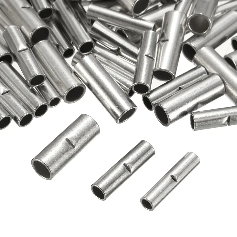 

100/150Pcs 22-10AWG Butt Splice Connectors Copper Tinned Splice Crimp Terminal Cord Pin End Uninsulation Terminators
